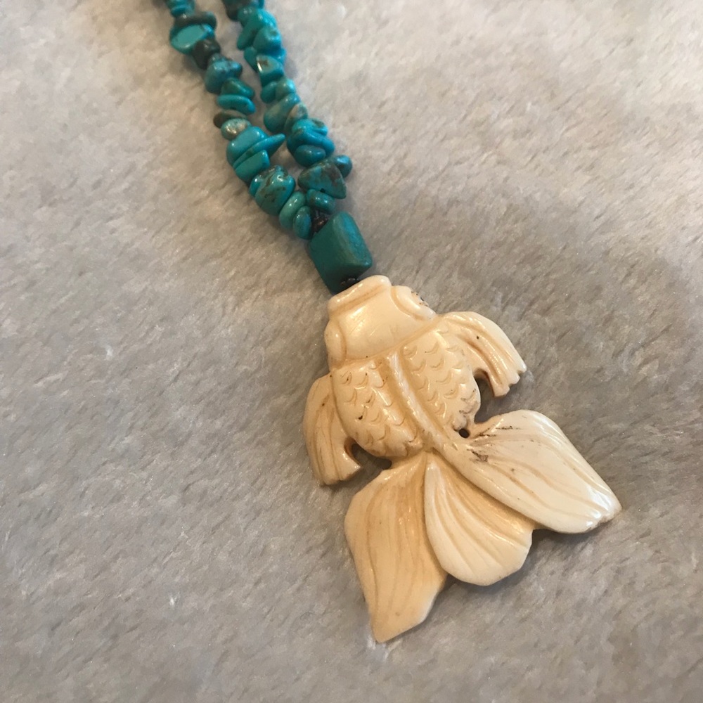Turquoise Koi Fish Funky Necklace